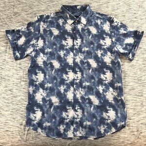 Robert Graham Blue Hill Tailored Fit Cloud Print Shirt (Large)